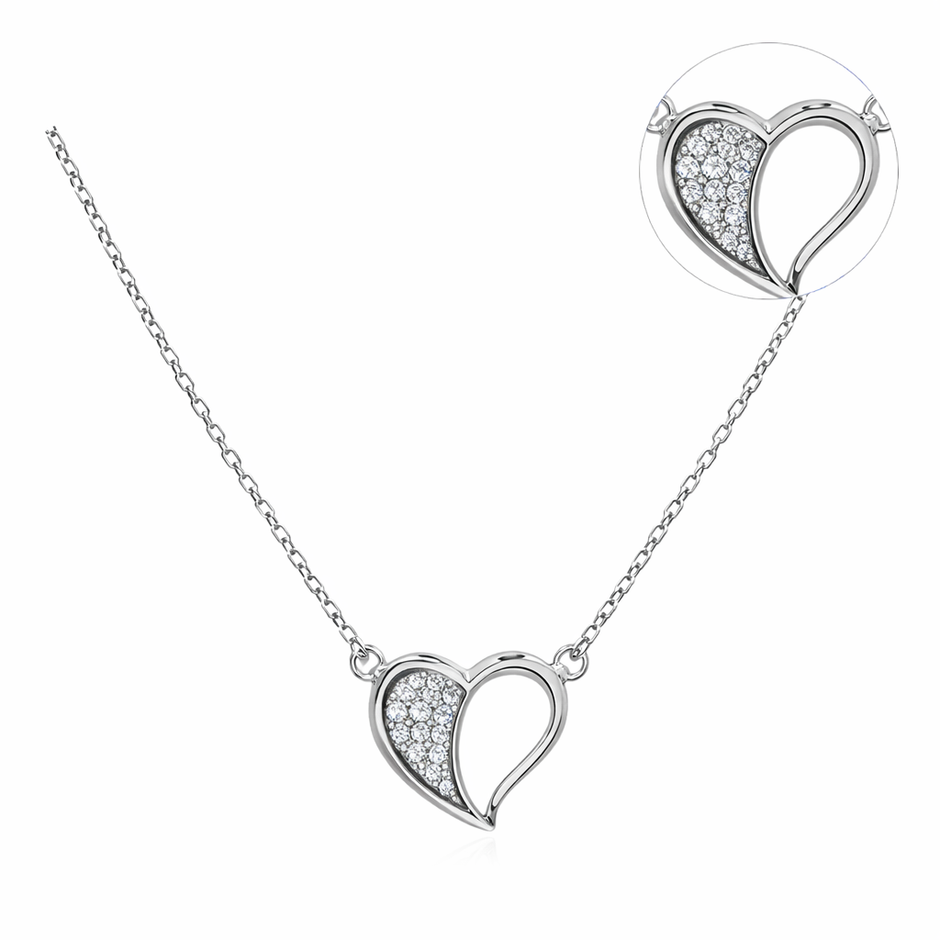 Open Heart CZ Pendant Necklace