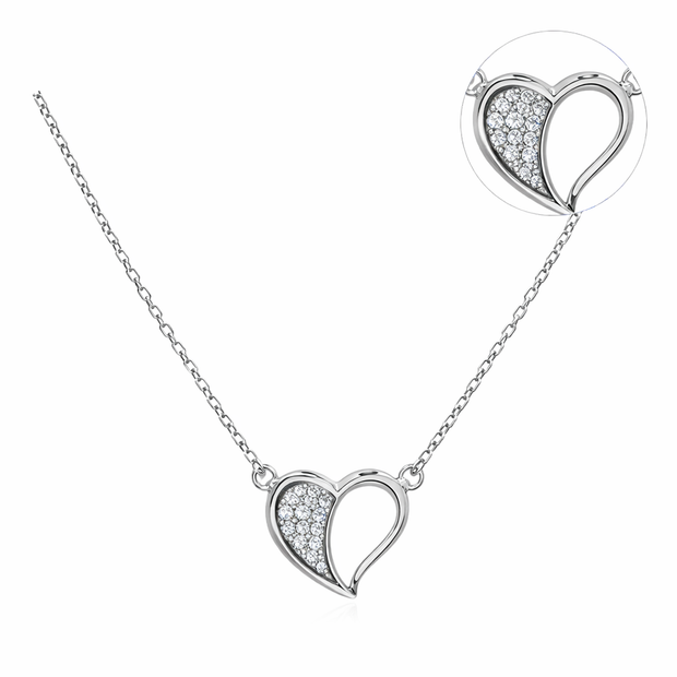 Open Heart CZ Pendant Necklace