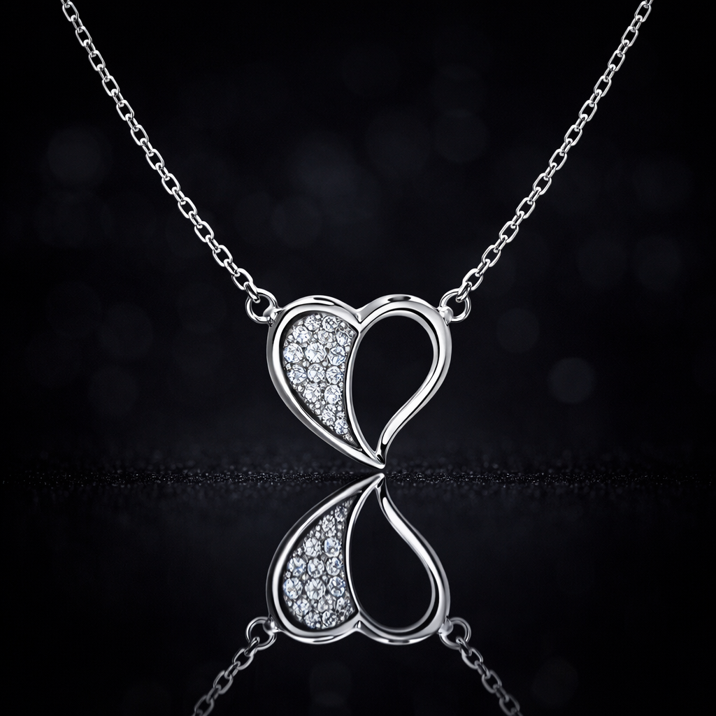 Open Heart CZ Pendant Necklace