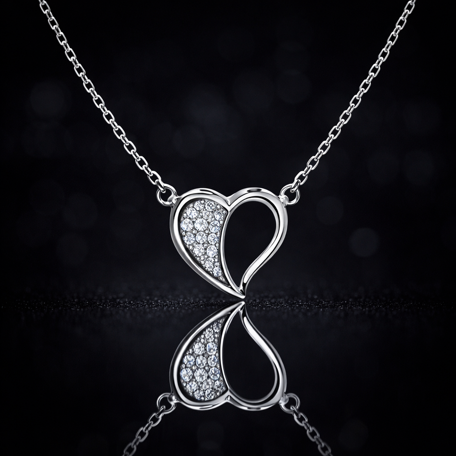 Open Heart CZ Pendant Necklace