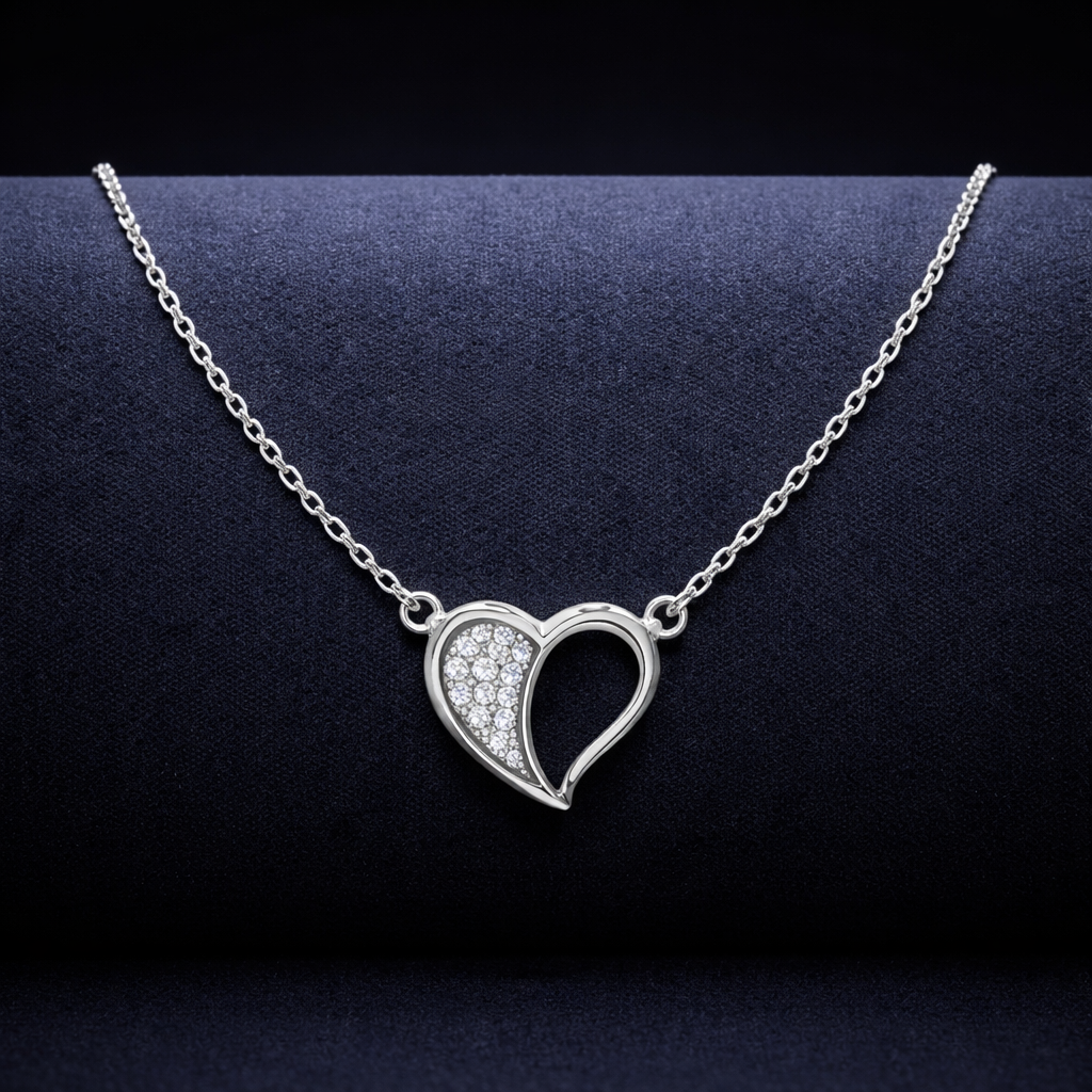 Open Heart CZ Pendant Necklace