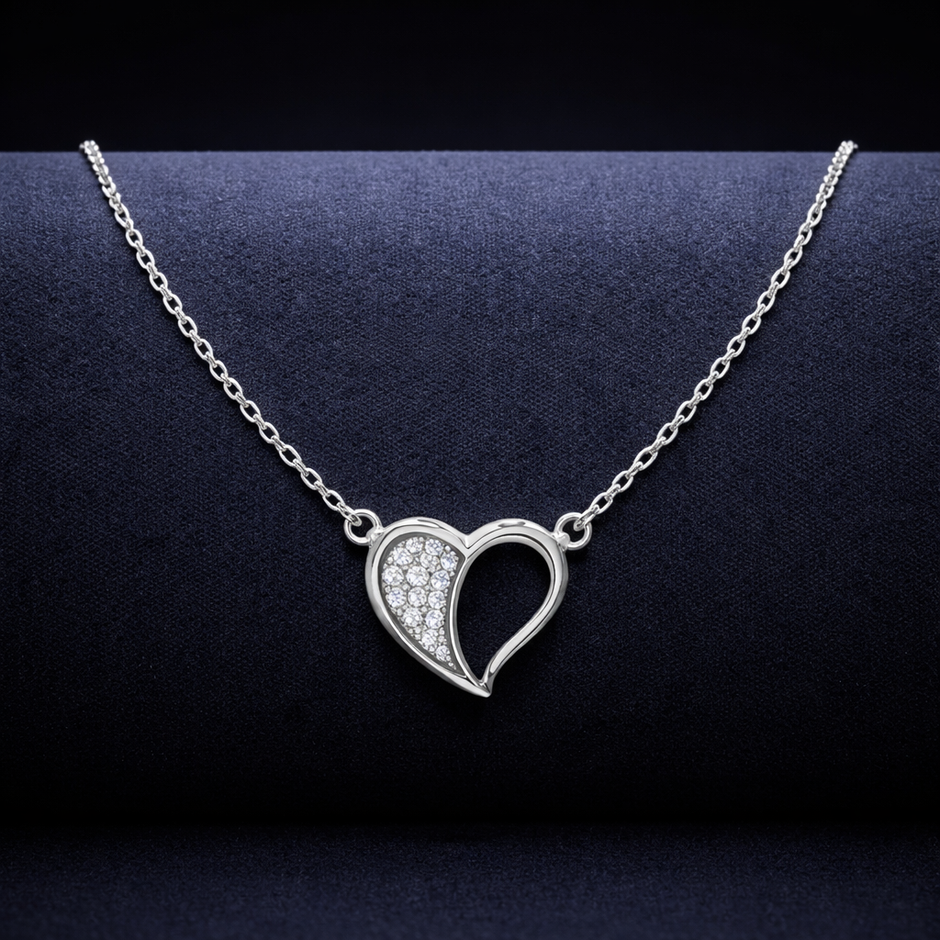 Open Heart CZ Pendant Necklace
