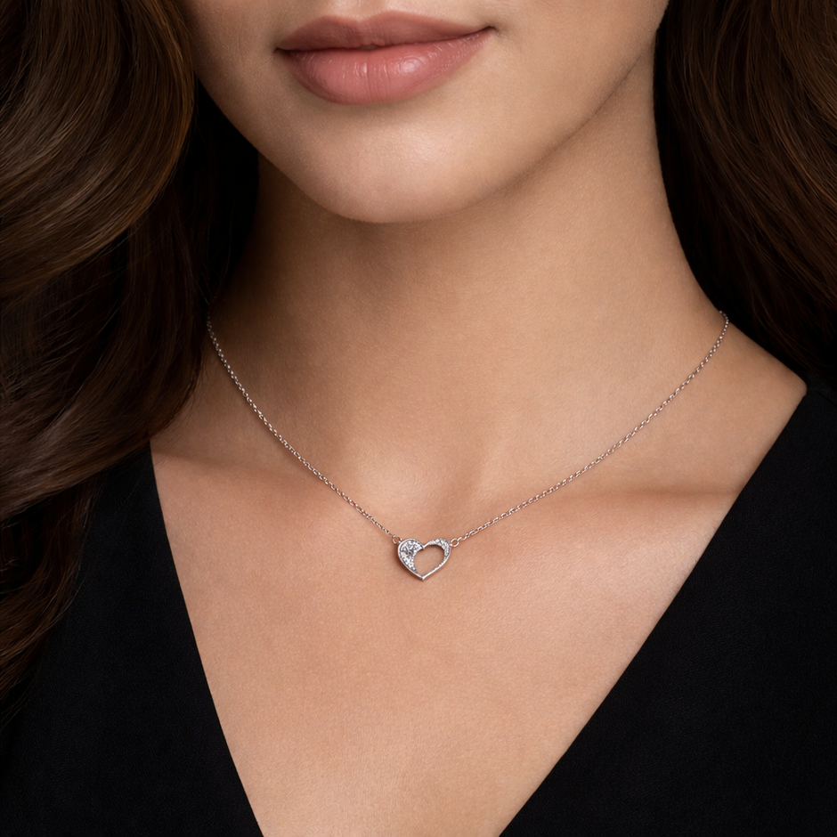Open Heart CZ Pendant Necklace