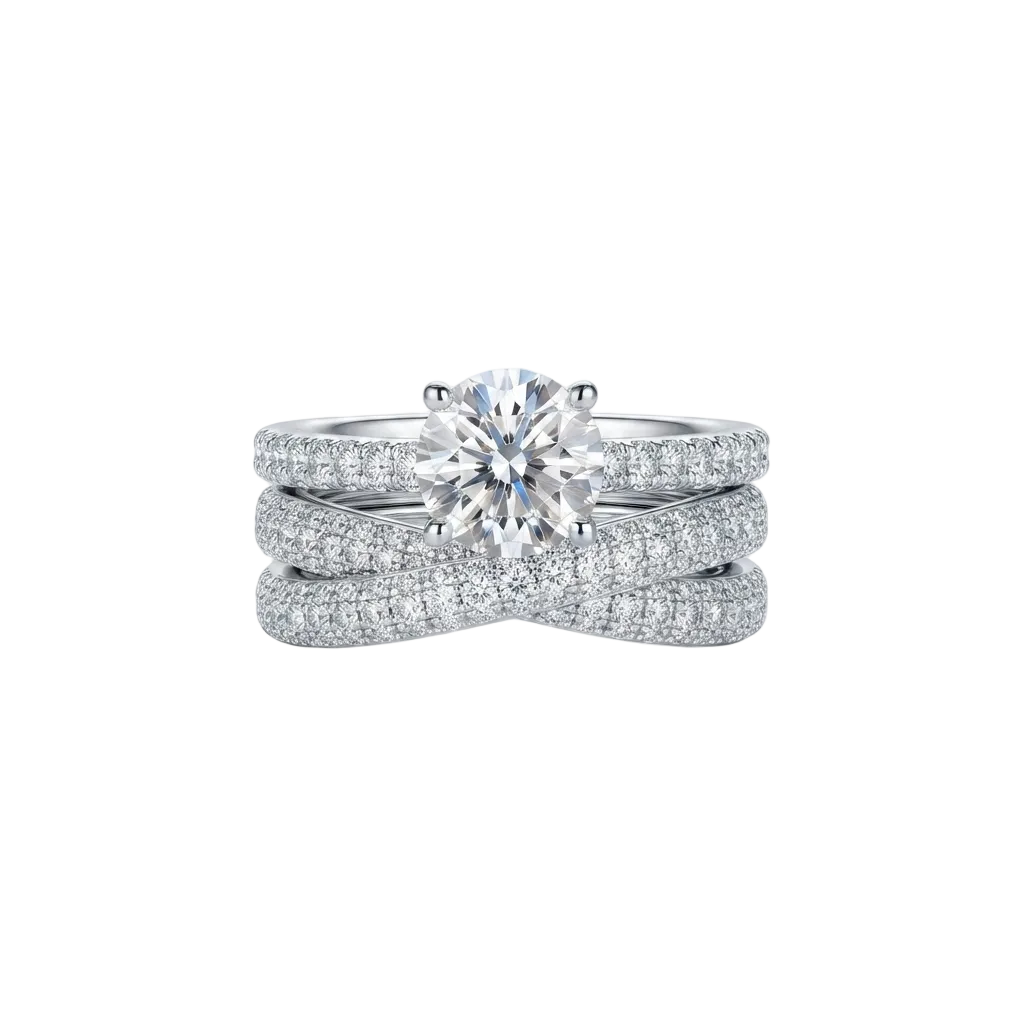 Solitaire Crossover Ring Set