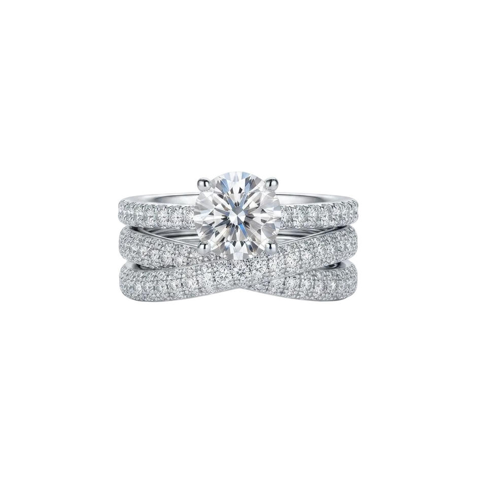 Solitaire Crossover Ring Set