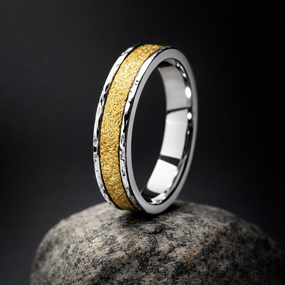 Dual-Tone Textured Artisan Statement Band