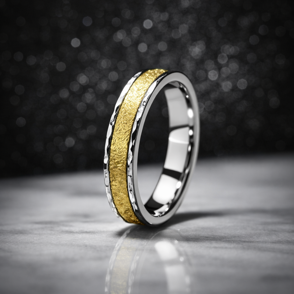 Dual-Tone Textured Artisan Statement Band