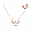 Rose Gold Angel Wings Circle Pendant Necklace