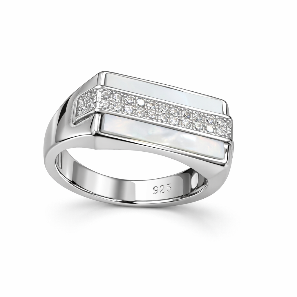 Pearl & Zircon Tiered Signet Ring