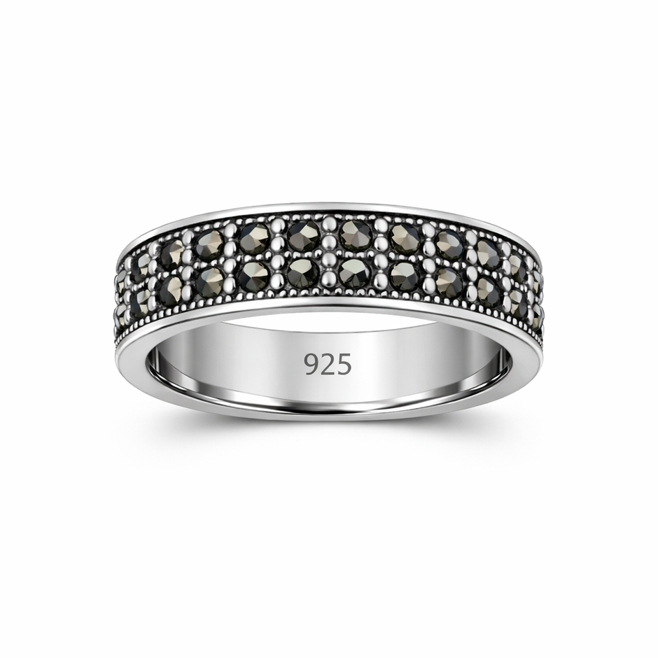 Dual-Row Marcasite-Finish Statement Band