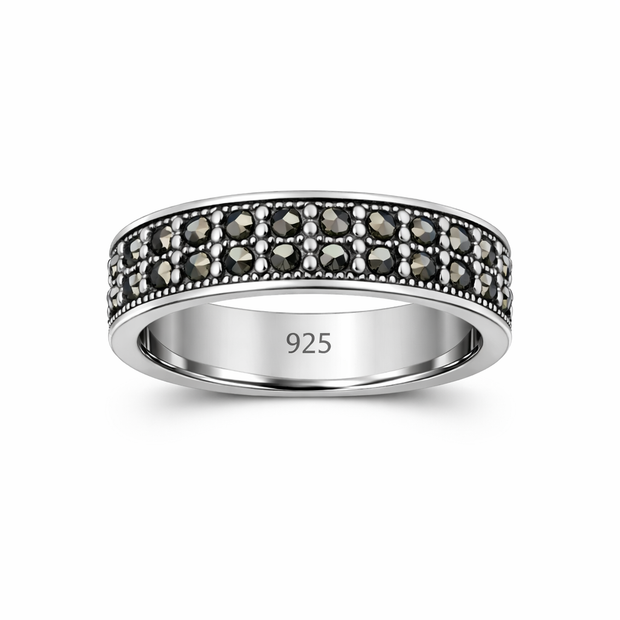 Dual-Row Marcasite-Finish Statement Band