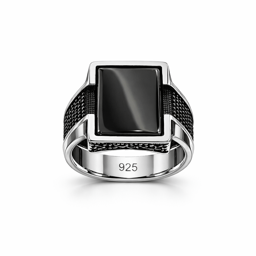 Obsidian Mesh Signet Ring