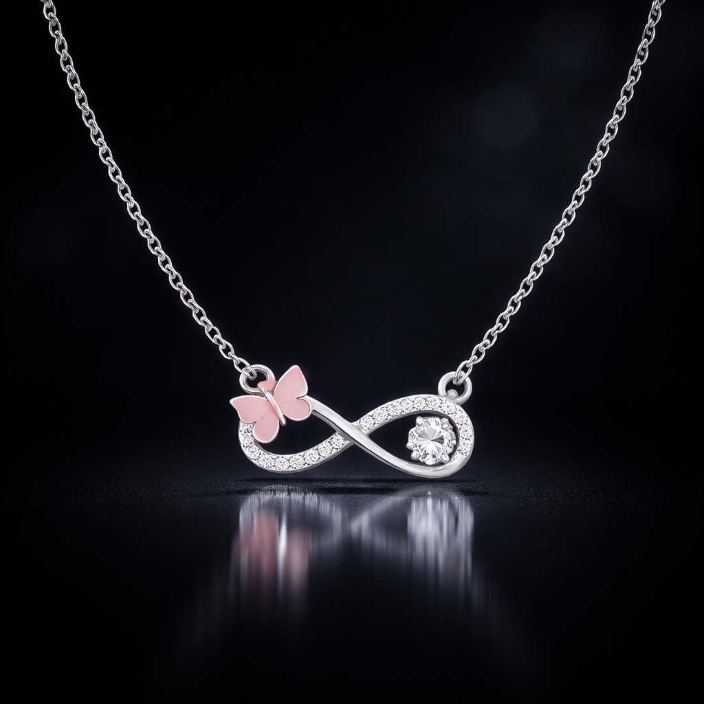 Infinity Butterfly Pendant Necklace