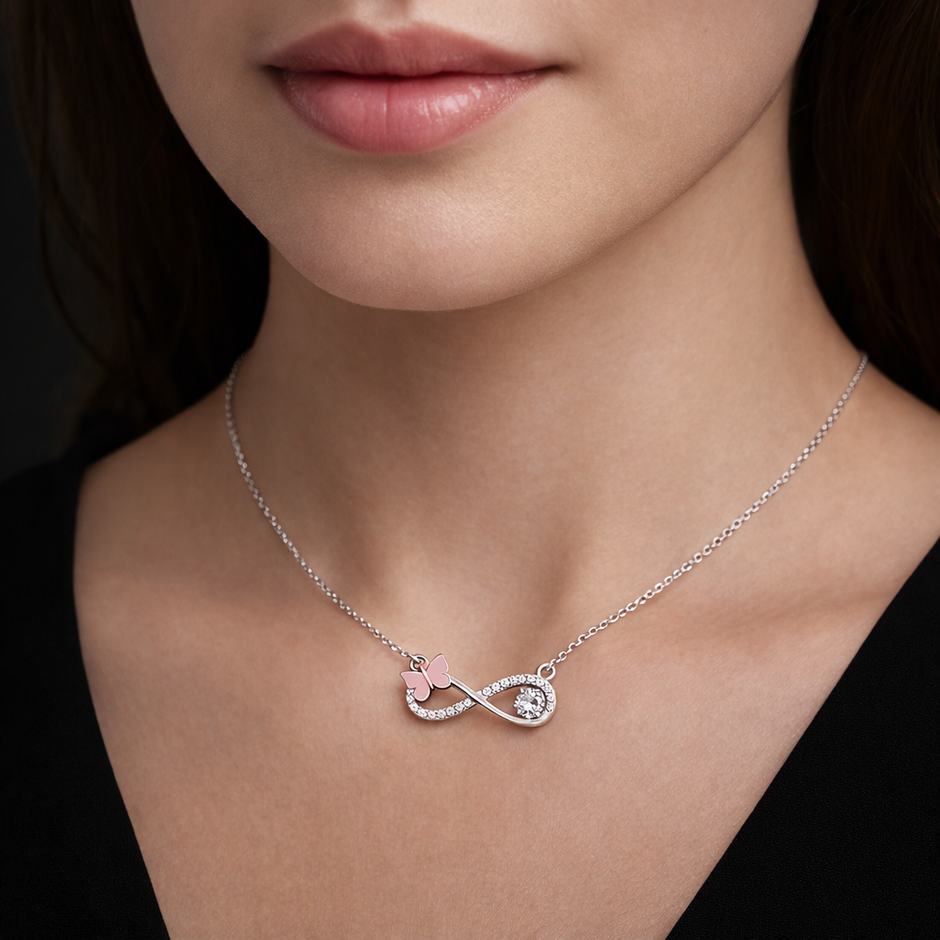 Infinity Butterfly Pendant Necklace