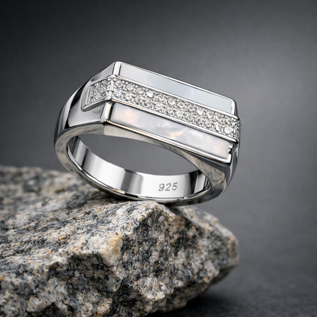 Pearl & Zircon Tiered Signet Ring