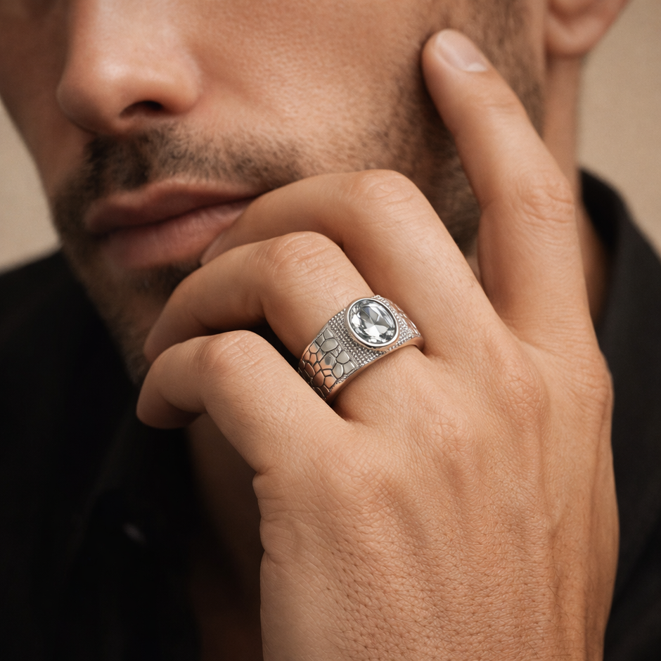 Cobblestone Solitaire Signet Ring