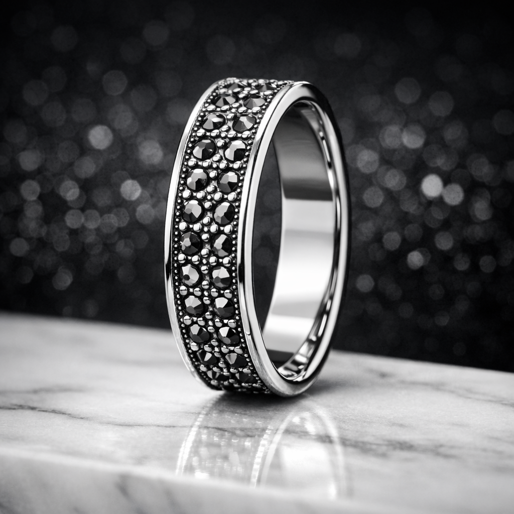 Dual-Row Marcasite-Finish Statement Band