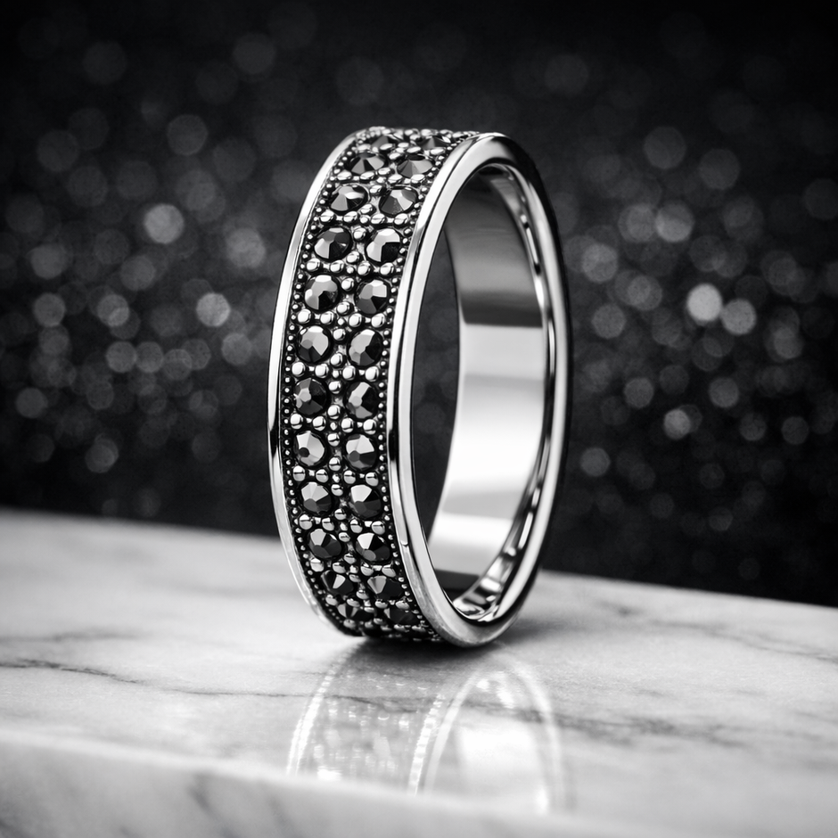 Dual-Row Marcasite-Finish Statement Band