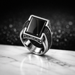 Obsidian Mesh Signet Ring