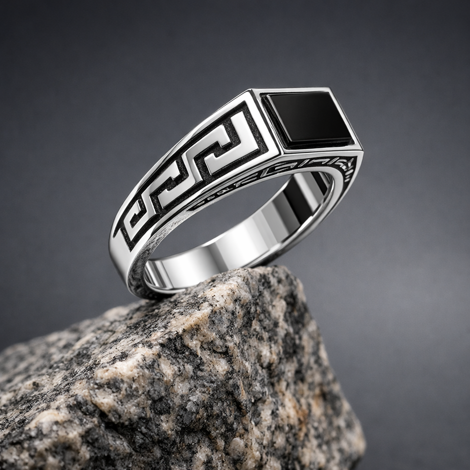 Grecian Path Onyx Ring