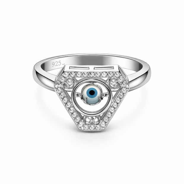 Evil Eye Triangle Halo Ring