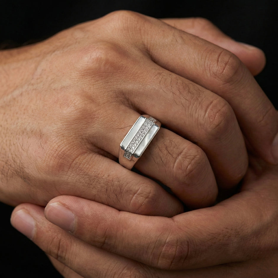 Pearl & Zircon Tiered Signet Ring