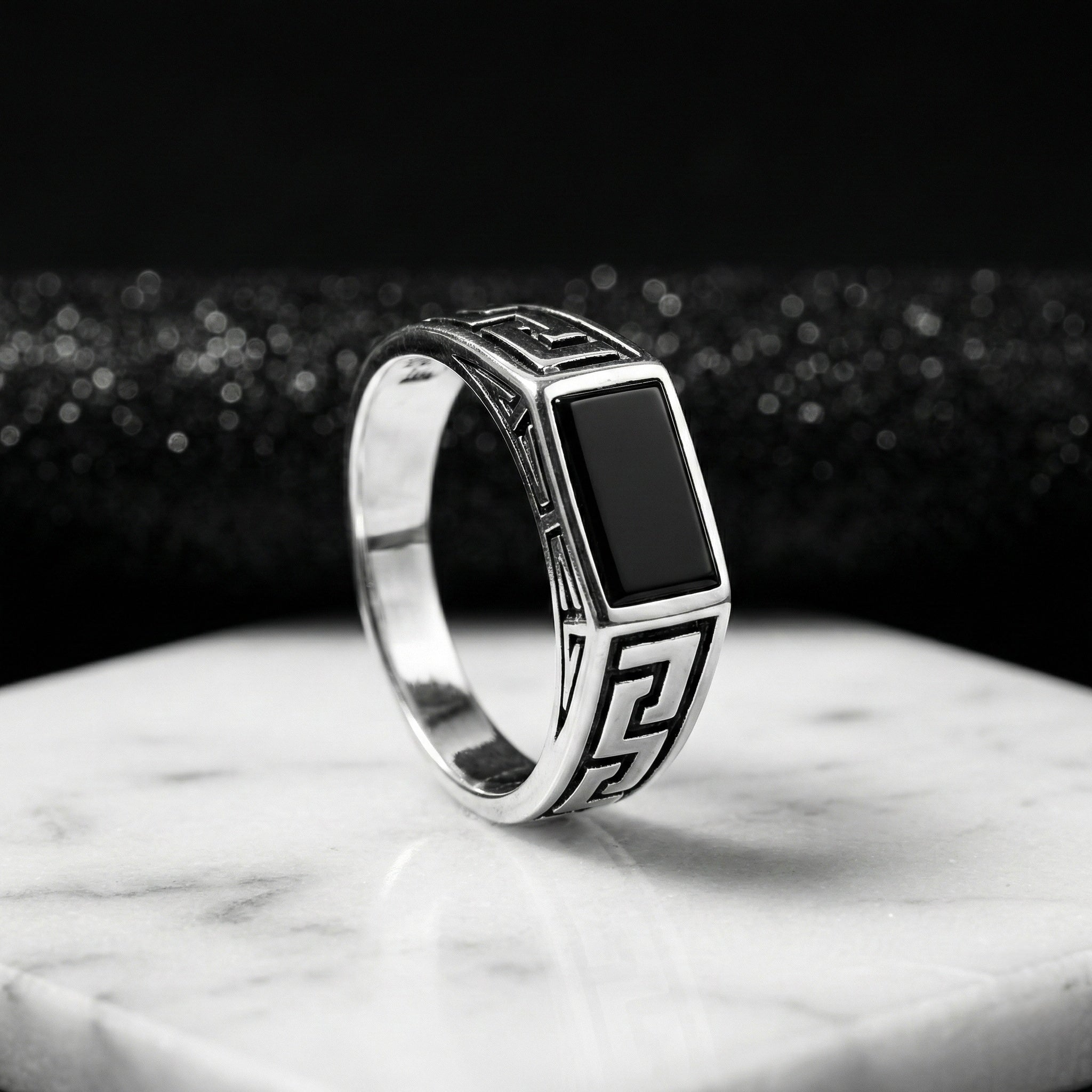 Grecian Path Onyx Ring