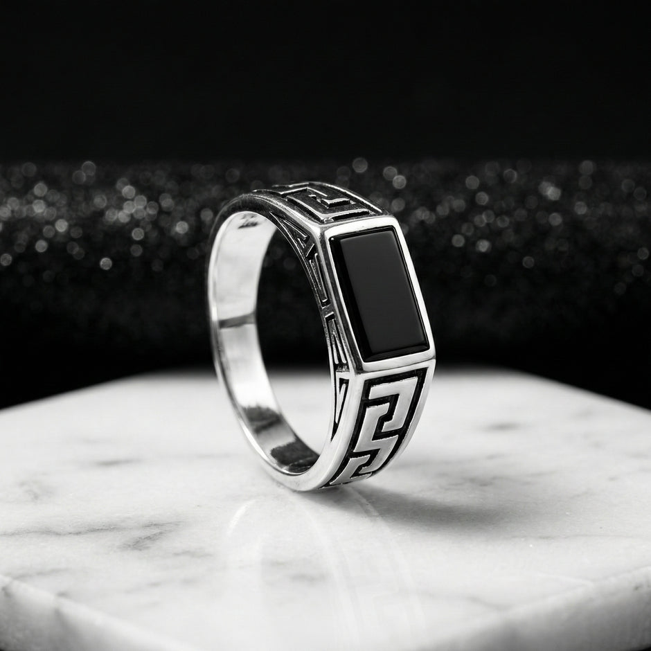 Grecian Path Onyx Ring