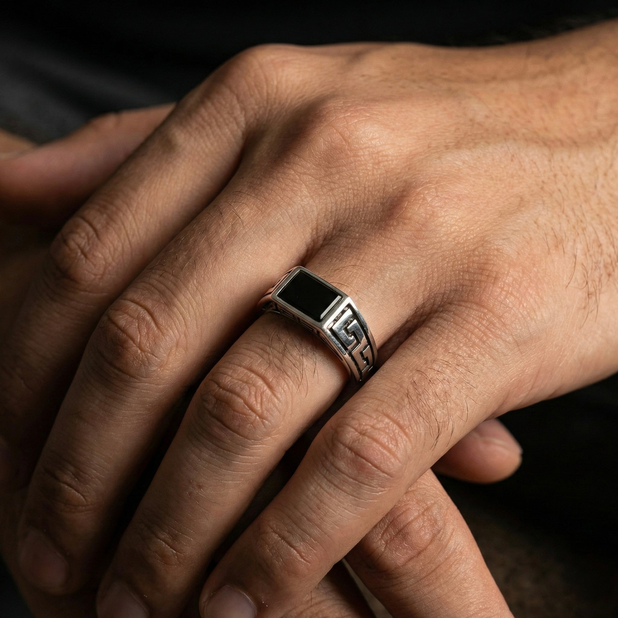 Grecian Path Onyx Ring