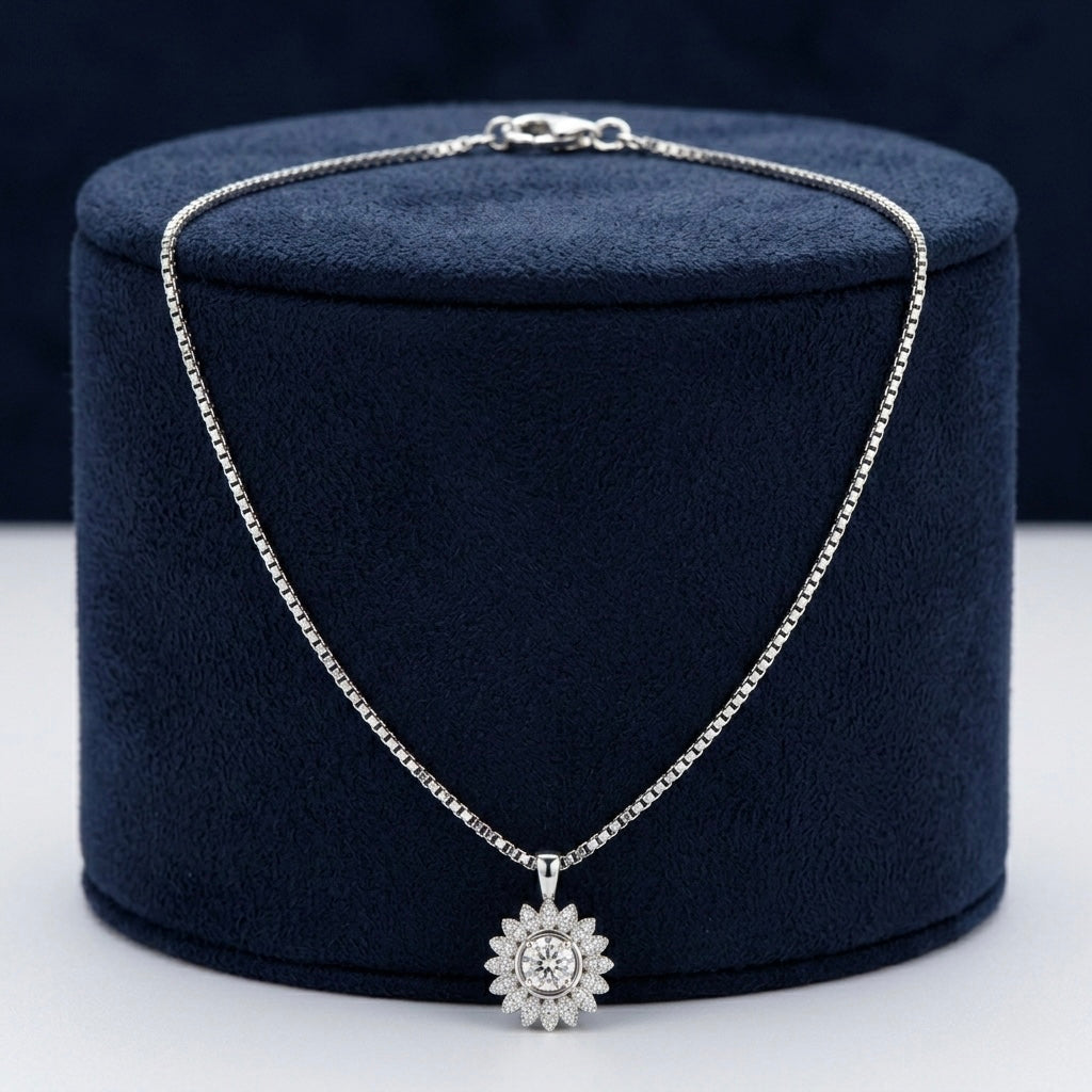 Floral Sunflower Pendant Necklace