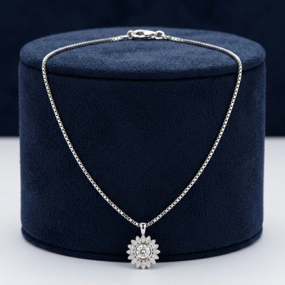Floral Sunflower Pendant Necklace