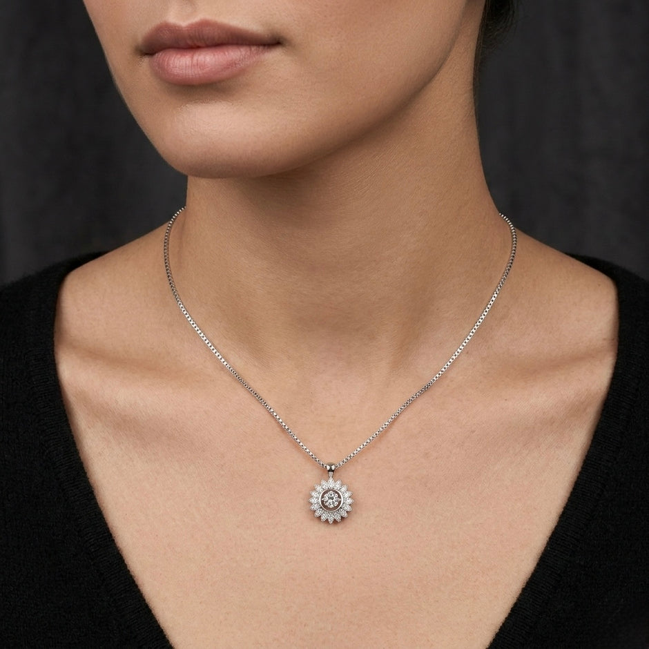 Floral Sunflower Pendant Necklace