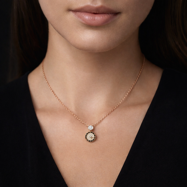 Rose Gold Roman Numeral Timepiece Pendant Necklace