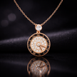Rose Gold Roman Numeral Timepiece Pendant Necklace