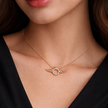 Rose Gold Angel Wing Circle Pendant Necklace