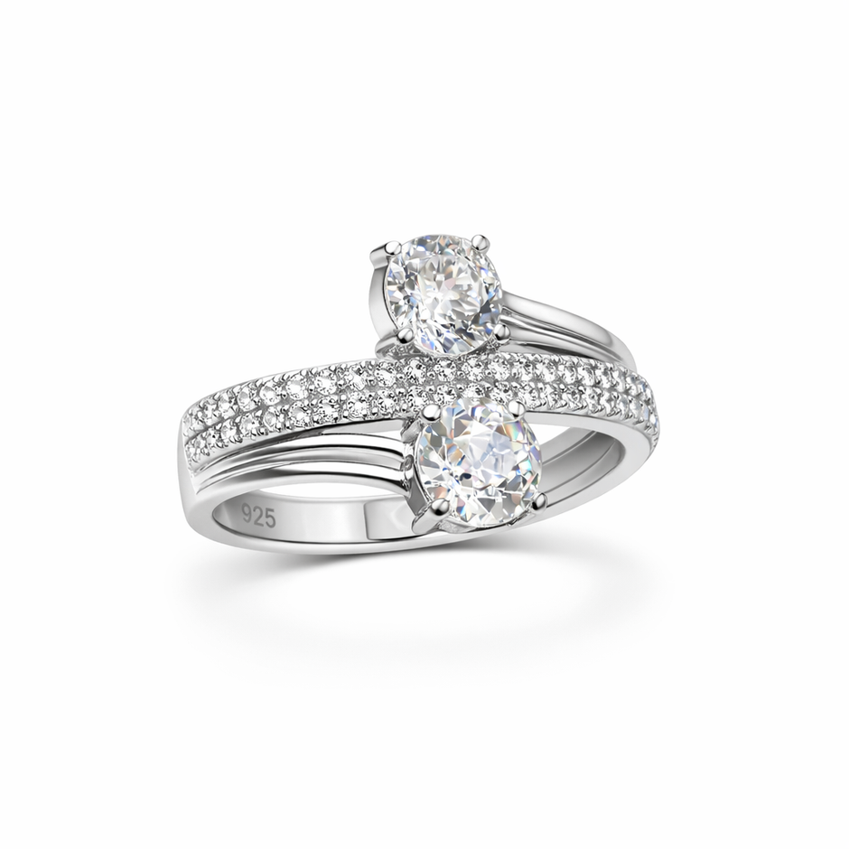 Dual Solitaire Criss Cross Ring