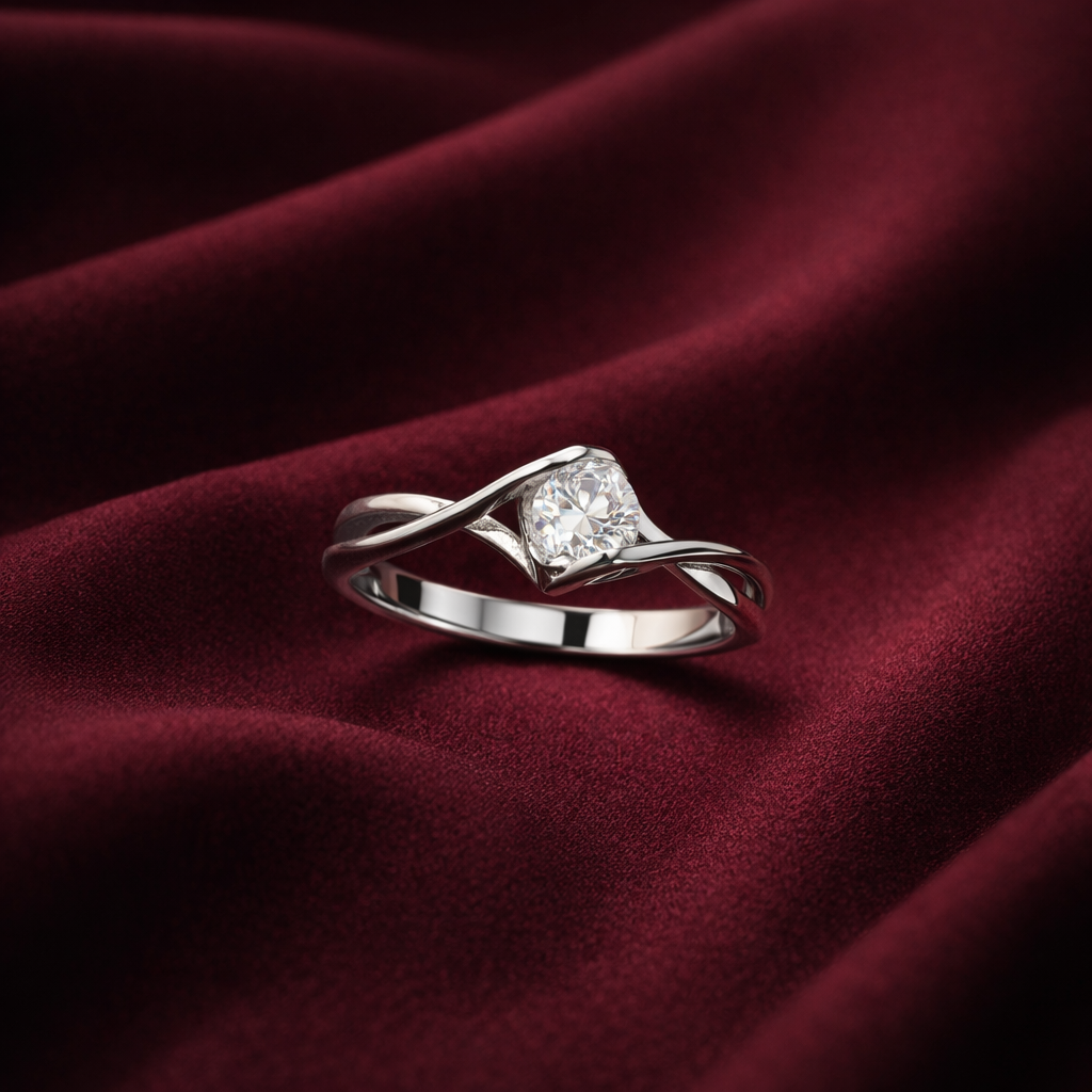 Adjustable Twisted Solitaire Ring