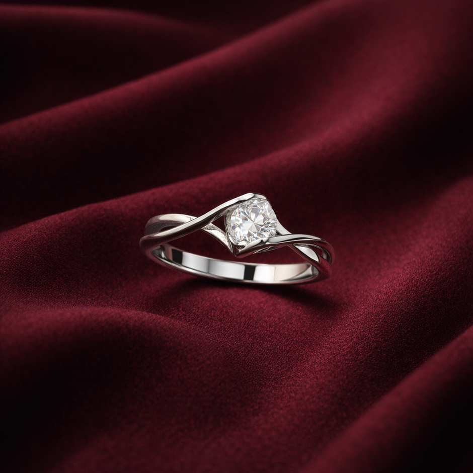 Adjustable Twisted Solitaire Ring