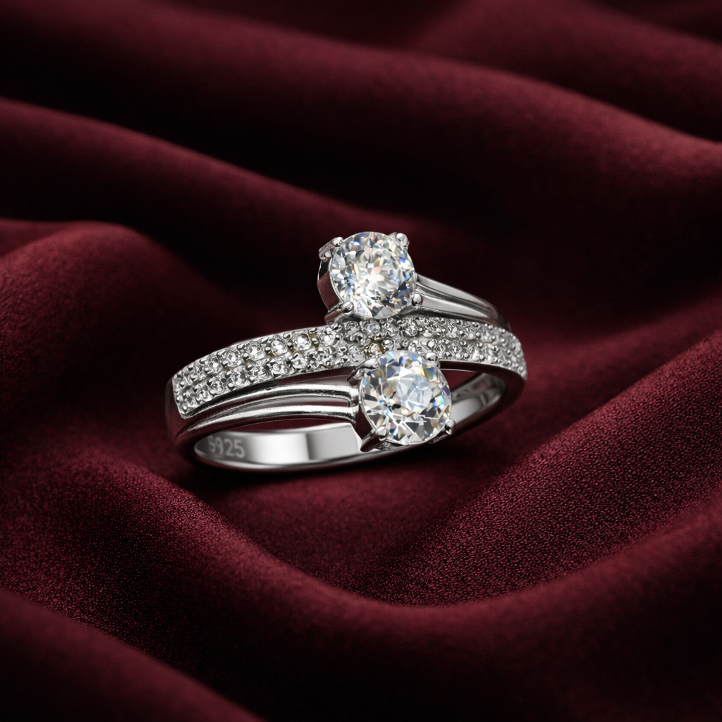 Dual Solitaire Criss Cross Ring