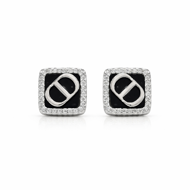Elegant Black Square Stud Earrings