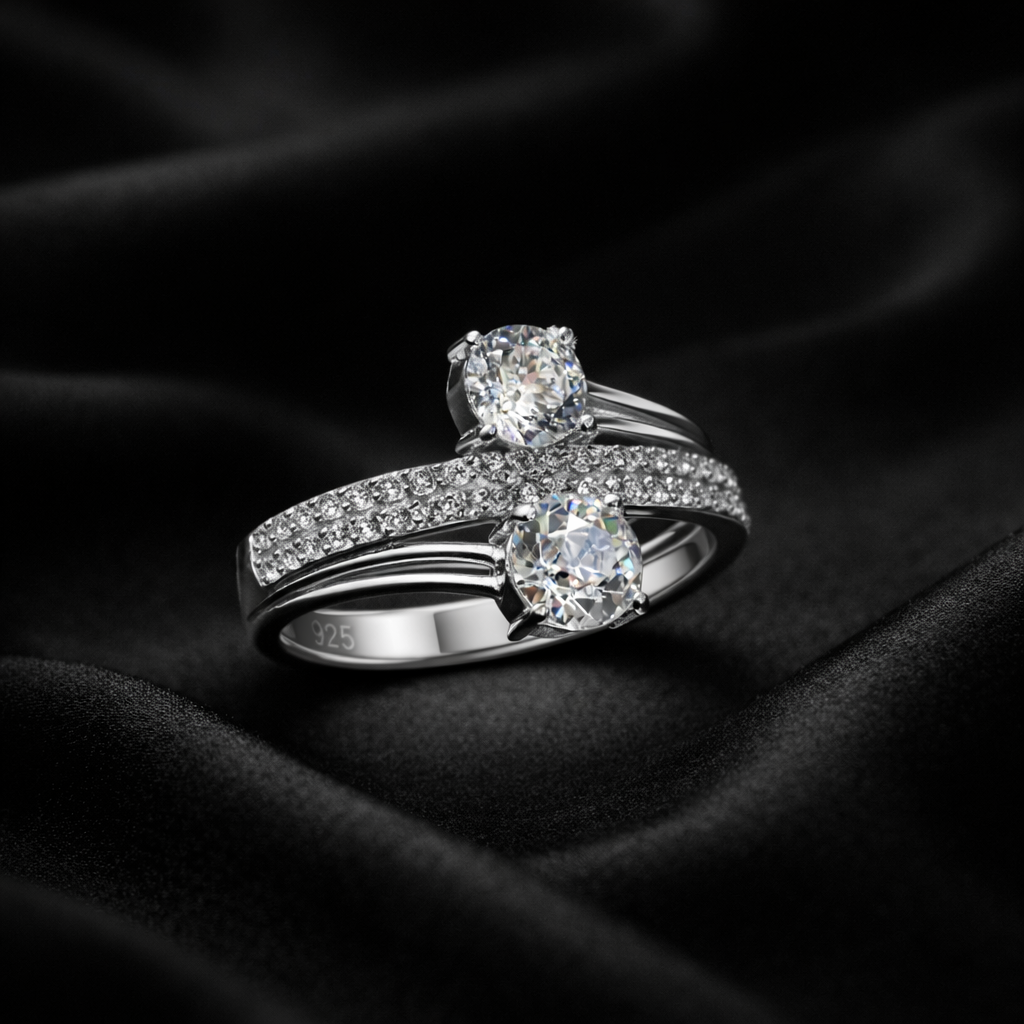 Dual Solitaire Criss Cross Ring
