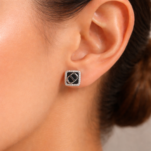 Elegant Black Square Stud Earrings