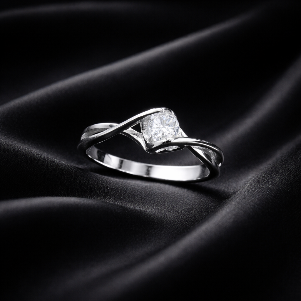 Adjustable Twisted Solitaire Ring