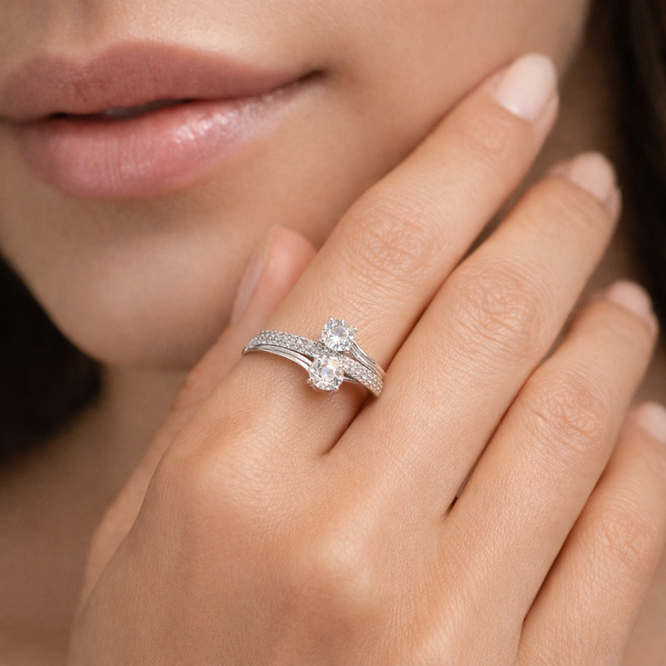 Dual Solitaire Criss Cross Ring