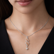 Double Helix Pendant Necklace with Rose Gold Accents