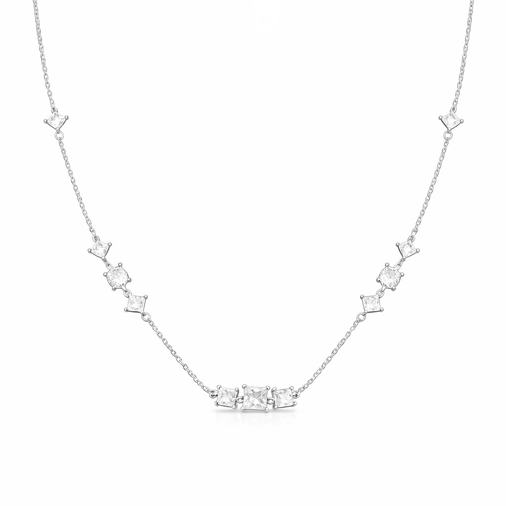 Princess & Round Multi Stone Necklace