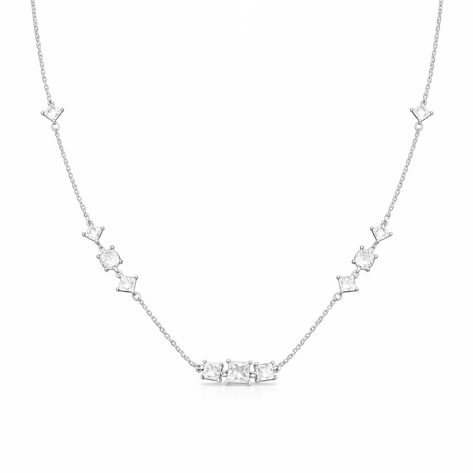 Princess & Round Multi Stone Necklace