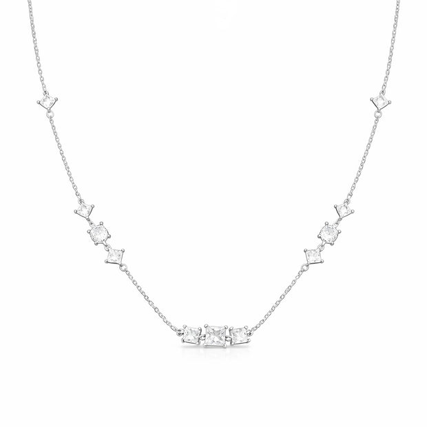 Princess & Round Multi Stone Necklace