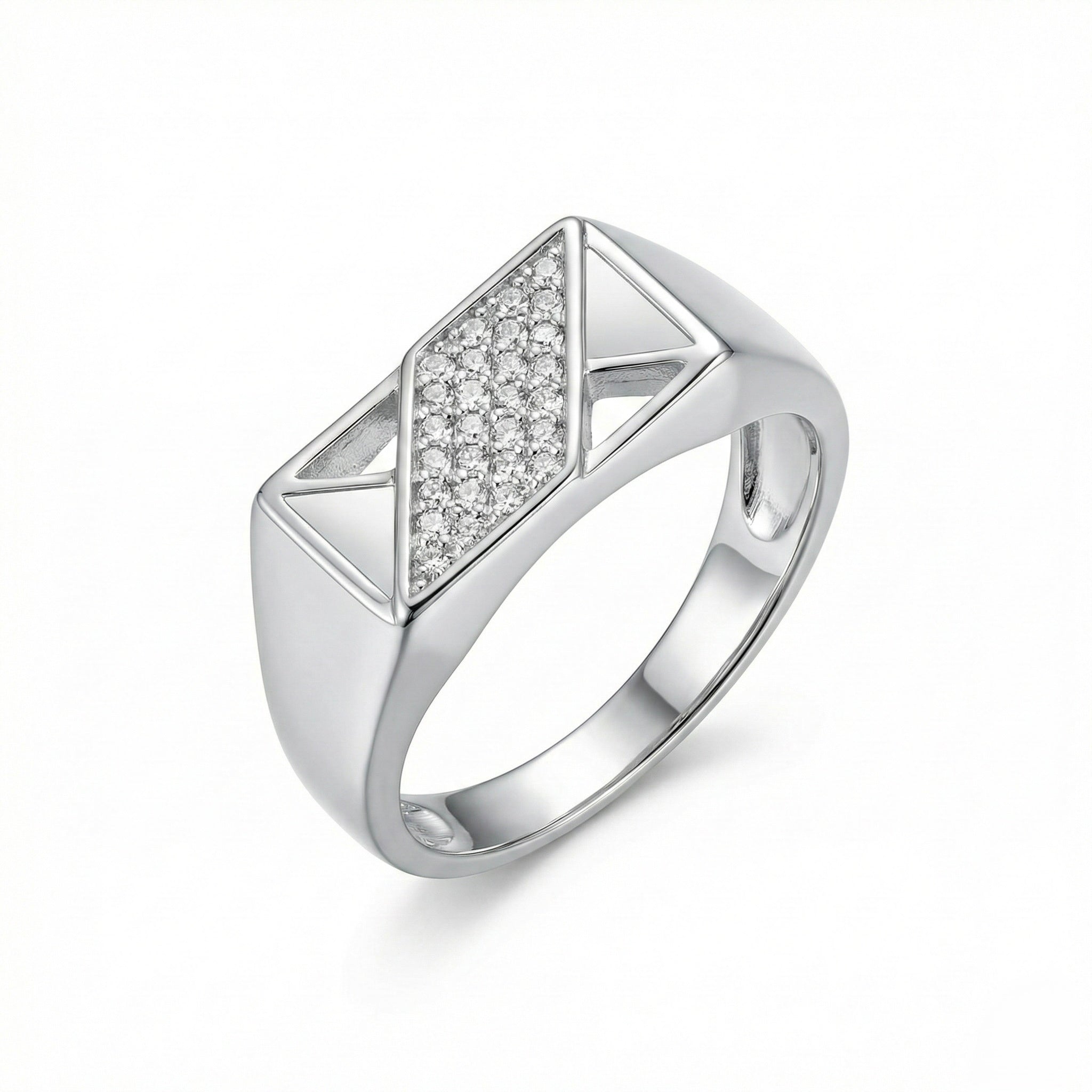 Rhombus Pave Signet Ring