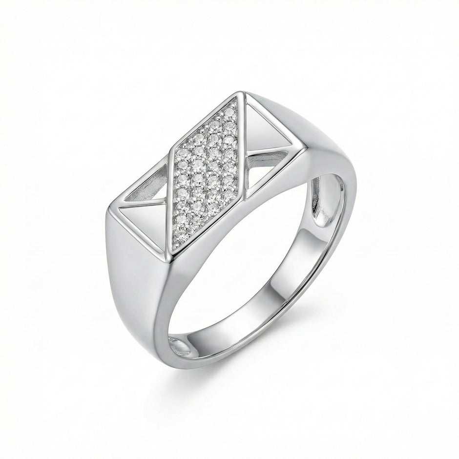 Rhombus Pave Signet Ring
